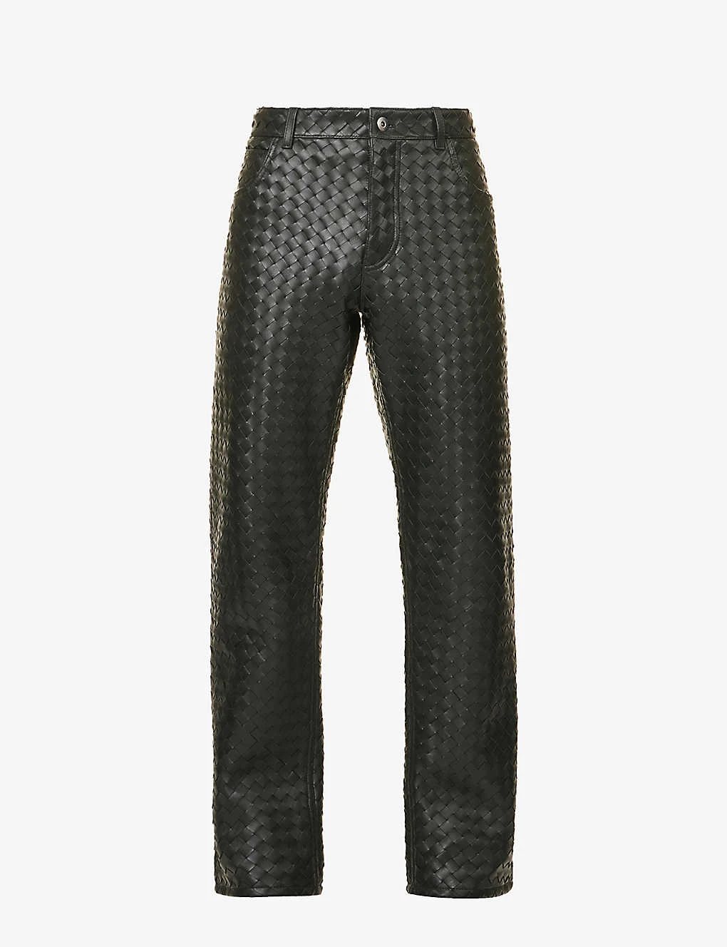 Bottega Veneta Intrecciato Straight-leg Regular-fit Leather Trousers 1 Bottega Veneta Intrecciato Straight-leg Regular-fit Leather Trousers