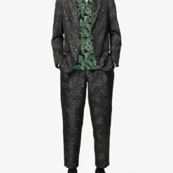 Patterned Single-breasted Notched-lapel Woven Blazer -Default Template 4 R04162394 BLACK ALT01