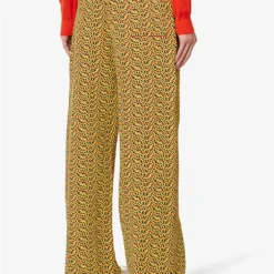 Marni Geometric-print Relaxed-fit High-rise Woven-knit Trousers -Default Template 4 R04162787 MAIZE ALT03