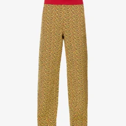 Marni Geometric-print Relaxed-fit High-rise Woven-knit Trousers
