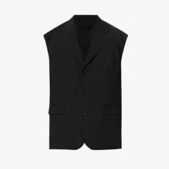 Raf Simons Sleeveless Notched-lapel Relaxed-fit Stretch-wool Blazer