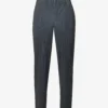 Pleated Elasticated-waist Straight-leg Regular-fit Knitted Trousers