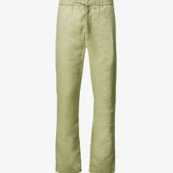 Oscar Drawstring-waistband Straight-leg Regular-fit Linen And Cotton-blend Trousers