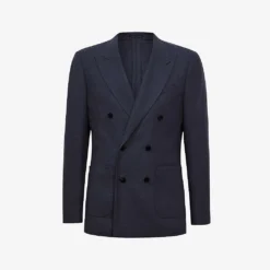 Reiss Admire Double-breasted Textured Stretch Wool-blend Blazer