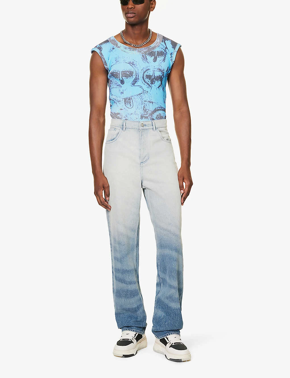 All-over Print Ribbed Relaxed-fit Woven Tank Top 2 All-over Print Ribbed Relaxed-fit Woven Tank Top - Image 2