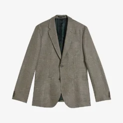 Ted Baker Taylorj Slim-fit Single-breasted Linen And Wool-blend Suit Jacket