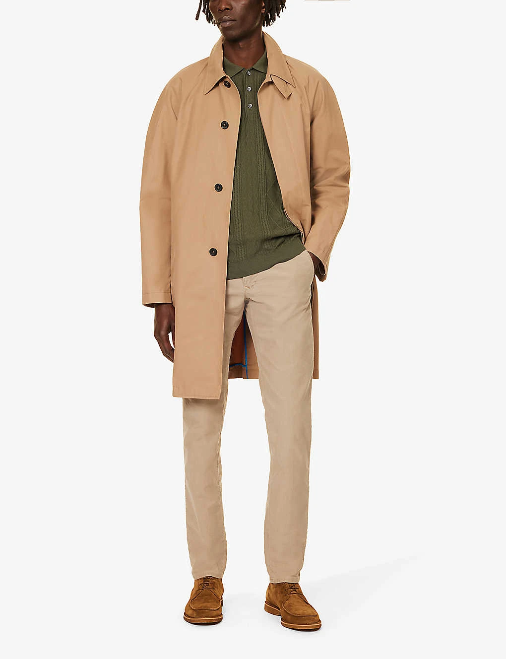 Belt-loop Slip-pocket Straight-leg Regular-fit Stretch-cotton Trousers 2 Belt-loop Slip-pocket Straight-leg Regular-fit Stretch-cotton Trousers - Image 2