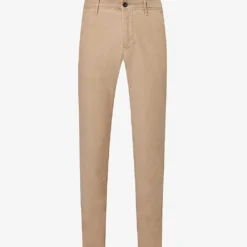 Belt-loop Slip-pocket Straight-leg Regular-fit Stretch-cotton Trousers