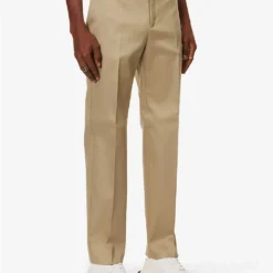Valentino Brand-patch Pressed-crease Regular-fit Straight-leg Cotton Trousers 7 Valentino Brand-patch Pressed-crease Regular-fit Straight-leg Cotton Trousers -Default Template 4 R04181444 SAND ALT02