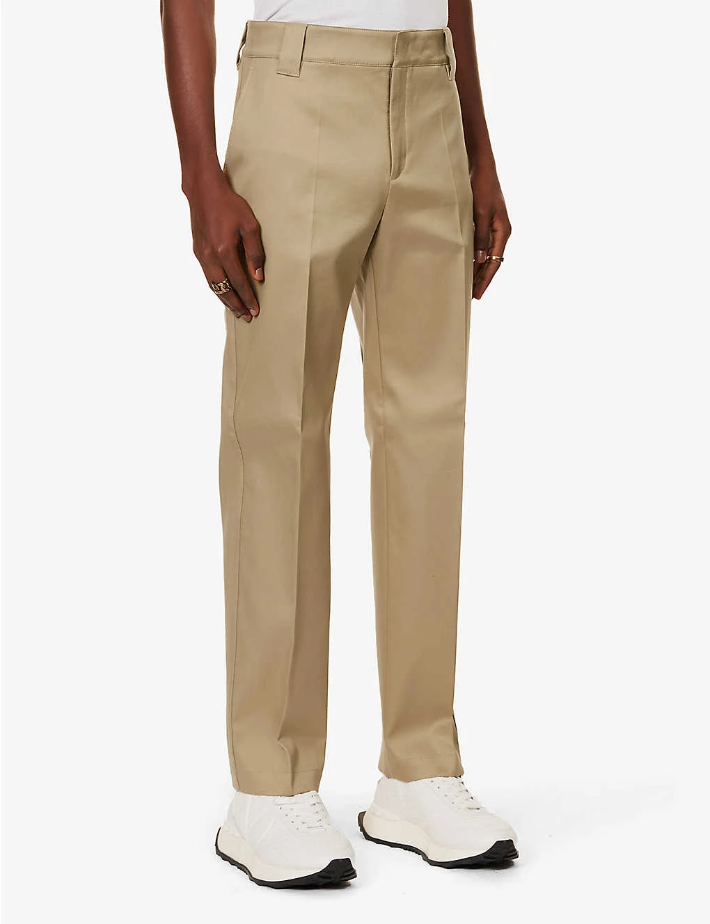 Valentino Brand-patch Pressed-crease Regular-fit Straight-leg Cotton Trousers 3 Valentino Brand-patch Pressed-crease Regular-fit Straight-leg Cotton Trousers - Image 3