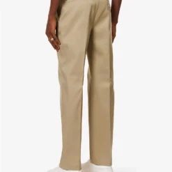 Valentino Brand-patch Pressed-crease Regular-fit Straight-leg Cotton Trousers 8 Valentino Brand-patch Pressed-crease Regular-fit Straight-leg Cotton Trousers -Default Template 4 R04181444 SAND ALT03