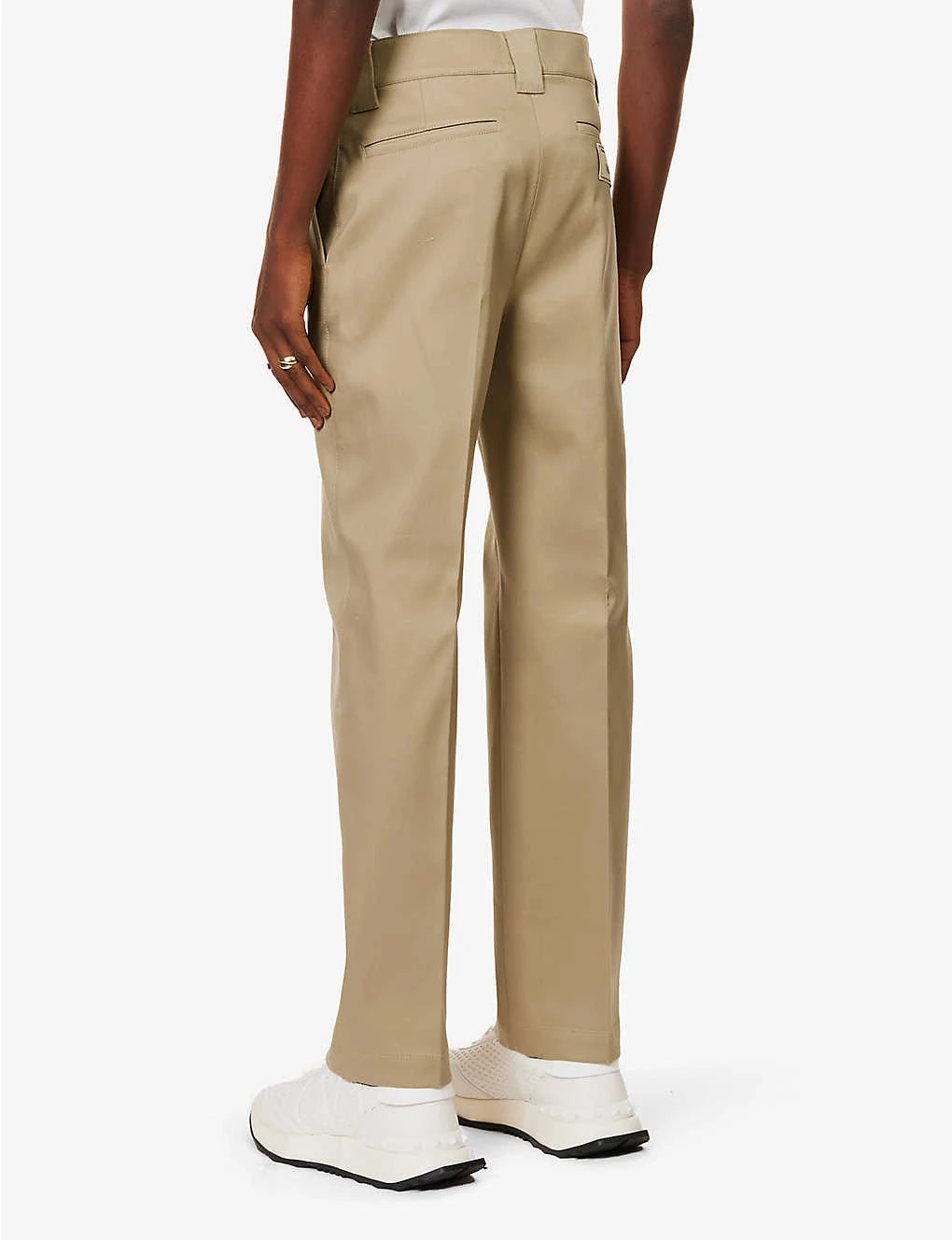 Valentino Brand-patch Pressed-crease Regular-fit Straight-leg Cotton Trousers 4 Valentino Brand-patch Pressed-crease Regular-fit Straight-leg Cotton Trousers - Image 4