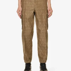 Versace Logo-print Tapered-leg Mid-rise Canvas Trousers -Default Template 4 R04181567 BROWNBEIGE ALT02