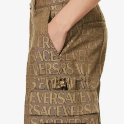 Versace Logo-print Tapered-leg Mid-rise Canvas Trousers -Default Template 4 R04181567 BROWNBEIGE ALT05