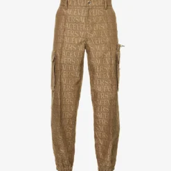 Versace Logo-print Tapered-leg Mid-rise Canvas Trousers