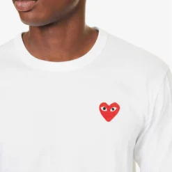 Comme Des Garçons Play Heart-appliquéd Long-sleeved Cotton-jersey T-shirt -Default Template 4 R04186013 WHITE ALT04