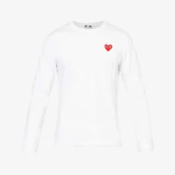 Comme Des Garçons Play Heart-appliquéd Long-sleeved Cotton-jersey T-shirt