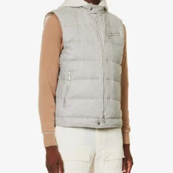 ELEVENTY Funnel-neck Silk And Cashmere-blend Gilet -Default Template 4 R04187231 GREYSAND ALT02