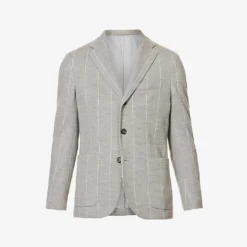 ELEVENTY Striped Single-breasted Cotton-blend Blazer