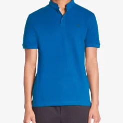 THE KOOPLES Logo-embroidered Short-sleeve Cotton Polo -Default Template 4 R04187727 MEDIUMBLUE ALT02