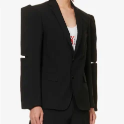 Icarus Padded-shoulder Slim-fit Wool Blazer -Default Template 4 R04190815 BLACK ALT02