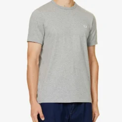 Fred Perry Brand-print Crewneck Cotton Jersey T-shirt -Default Template 4 R04191125 GREY ALT02