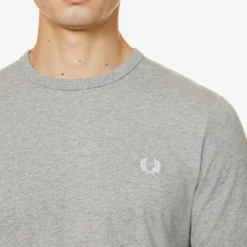 Fred Perry Brand-print Crewneck Cotton Jersey T-shirt -Default Template 4 R04191125 GREY ALT04