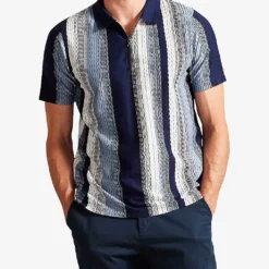 Ted Baker Walraf Stripe-pattern Short-sleeve Cotton Polo -Default Template 4 R04194677 NAVY ALT02