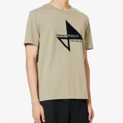 Emporio Armani Brand-print Crewneck Cotton-jersey T-shirt -Default Template 4 R04196956 VERDEMILITARE ALT02