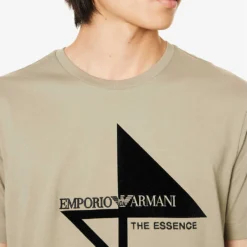 Emporio Armani Brand-print Crewneck Cotton-jersey T-shirt -Default Template 4 R04196956 VERDEMILITARE ALT04